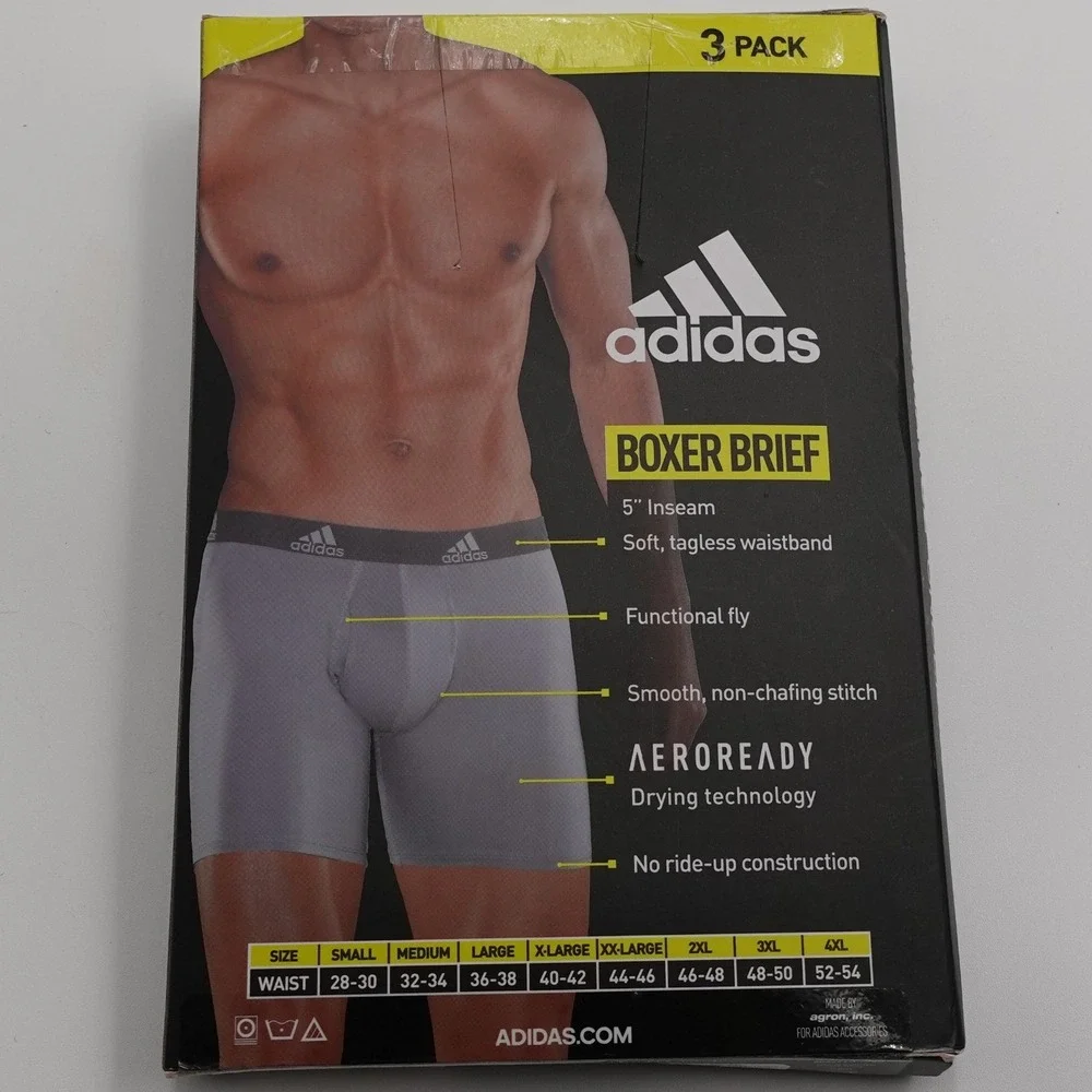Adidas Boxer Briefs Mens Small Onix Black Grey 3-Pack Performance Underwear